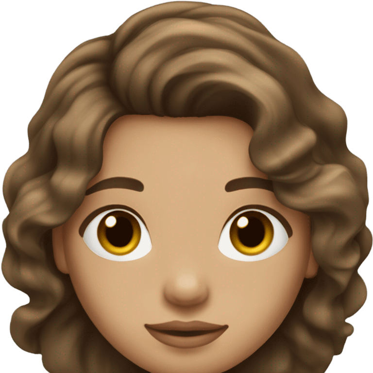 brunette wavy hair light to medium skin tone emoji