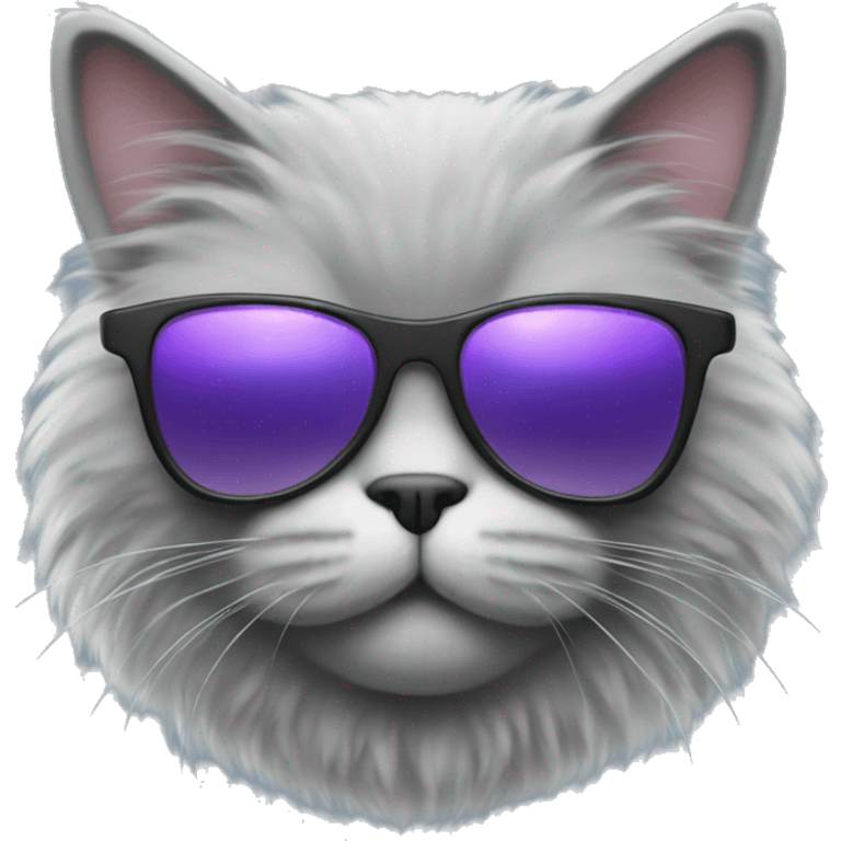 grey fluffy cat head with sunglasses on top  emoji