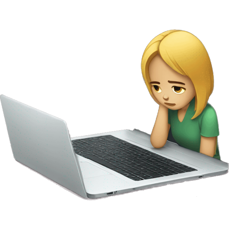 sad girl and laptop emoji