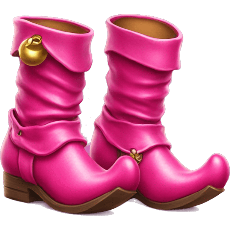 Realistic isolated hot pink elf boots with bells. emoji