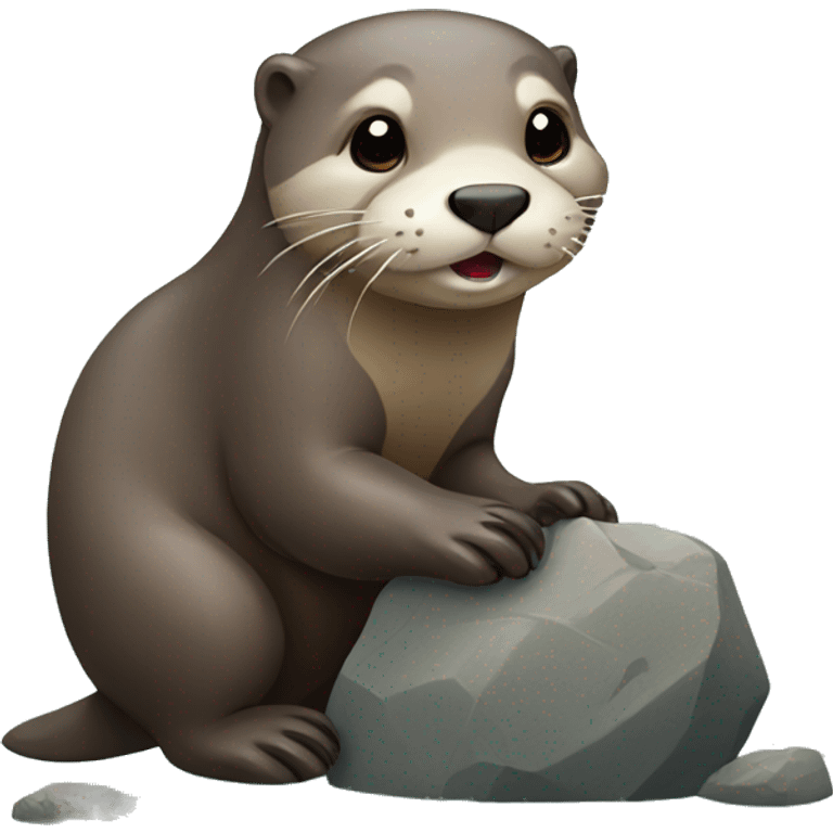 Otter with a rock emoji