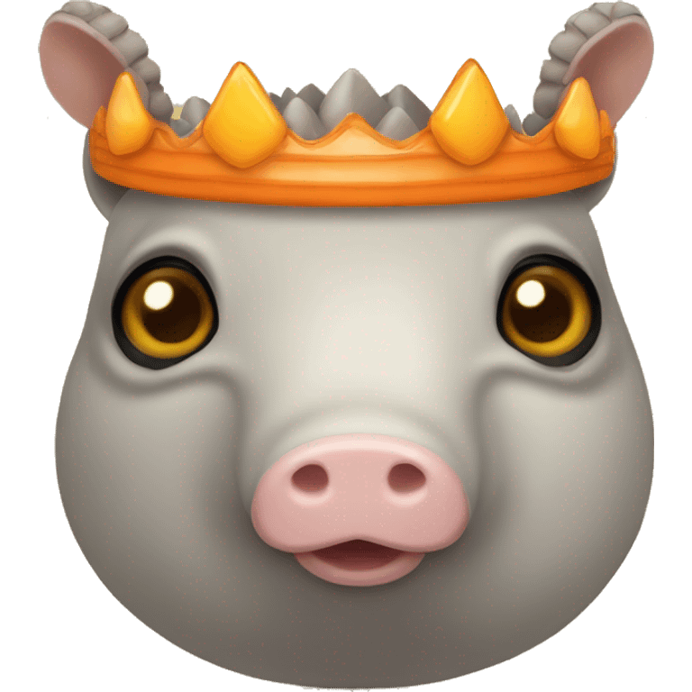 Yellow and gray chubby round armadillo pig panda centipede with orange face armadillo wearing a crown emoji