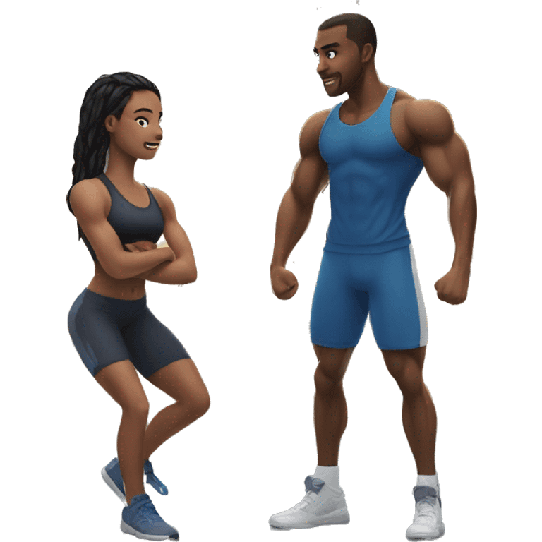 Me and my friend training in the gym in passion emoji