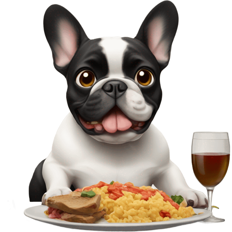 French bulldog eating dinner  emoji