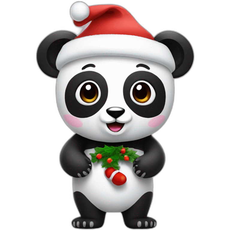 full body christmas panda in vr headset emoji