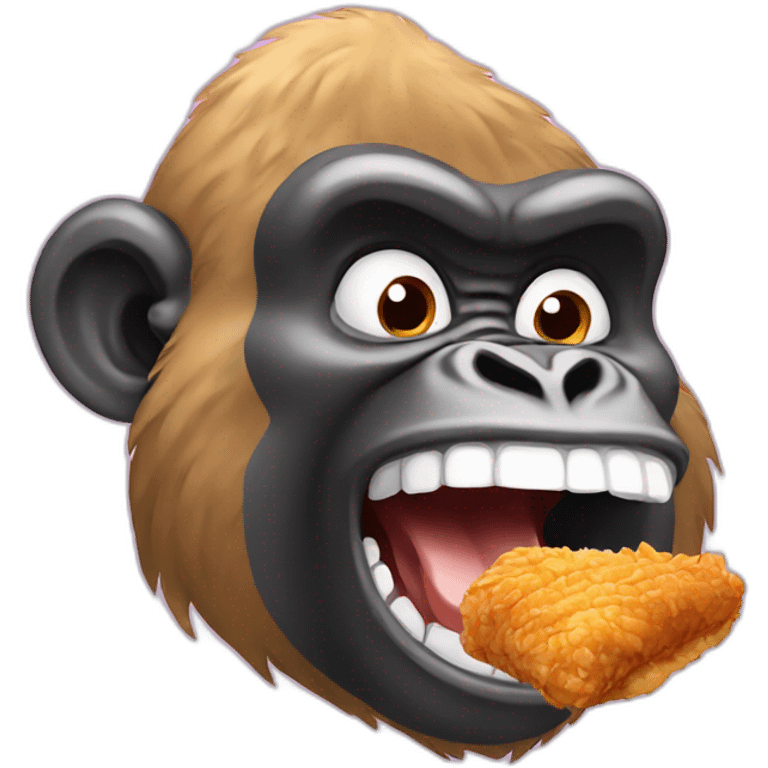 Gorilla with big lips eating fried chicken  emoji