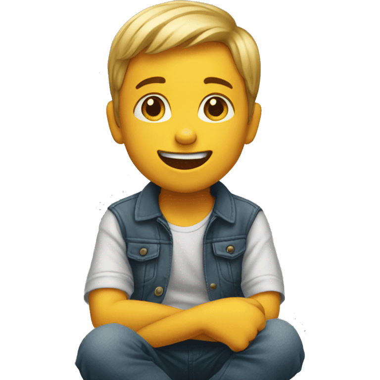 Sitting smiling kid emoji