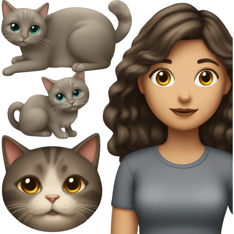 Brunette girl with cat emoji