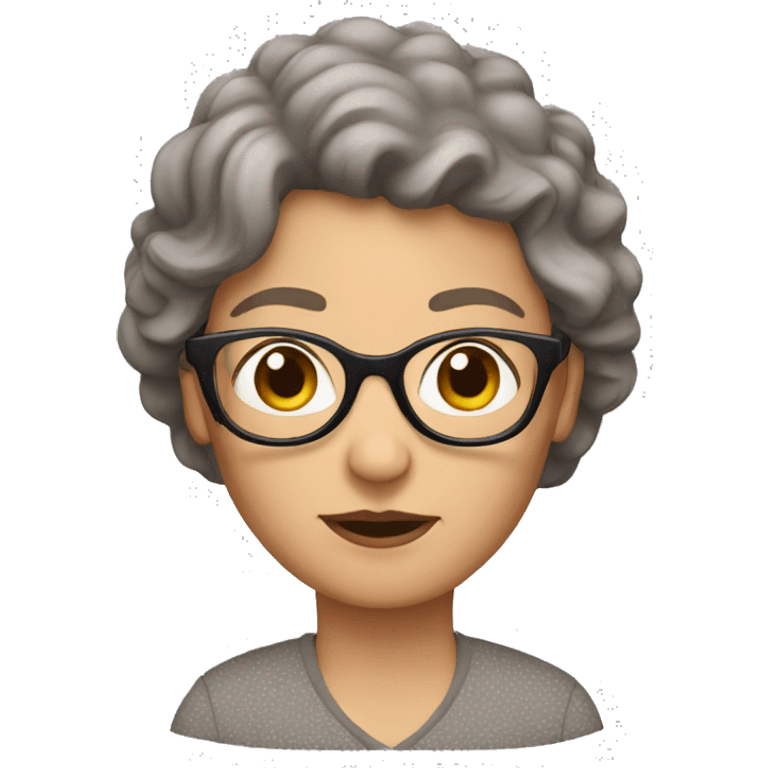 Brown hair grandmother with hazel eyes andglasses emoji