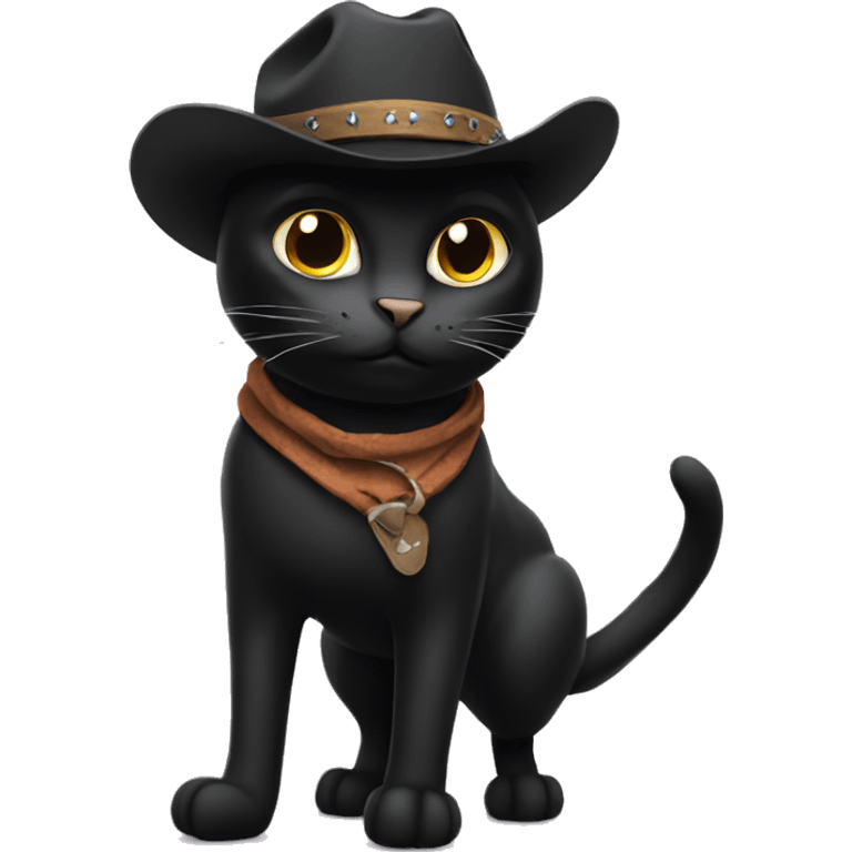 Black cat with cowboy hat emoji