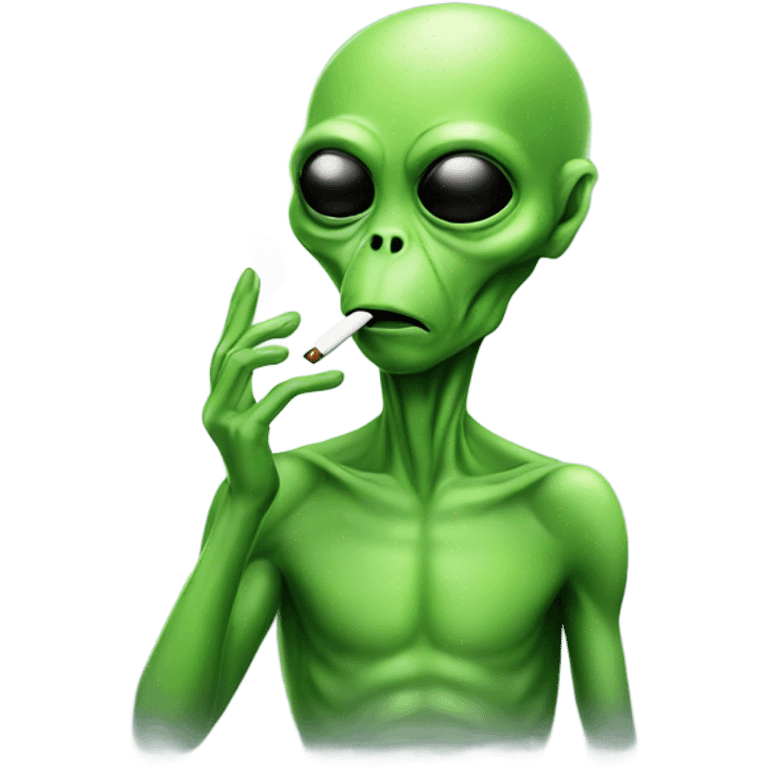 green alien smoking emoji