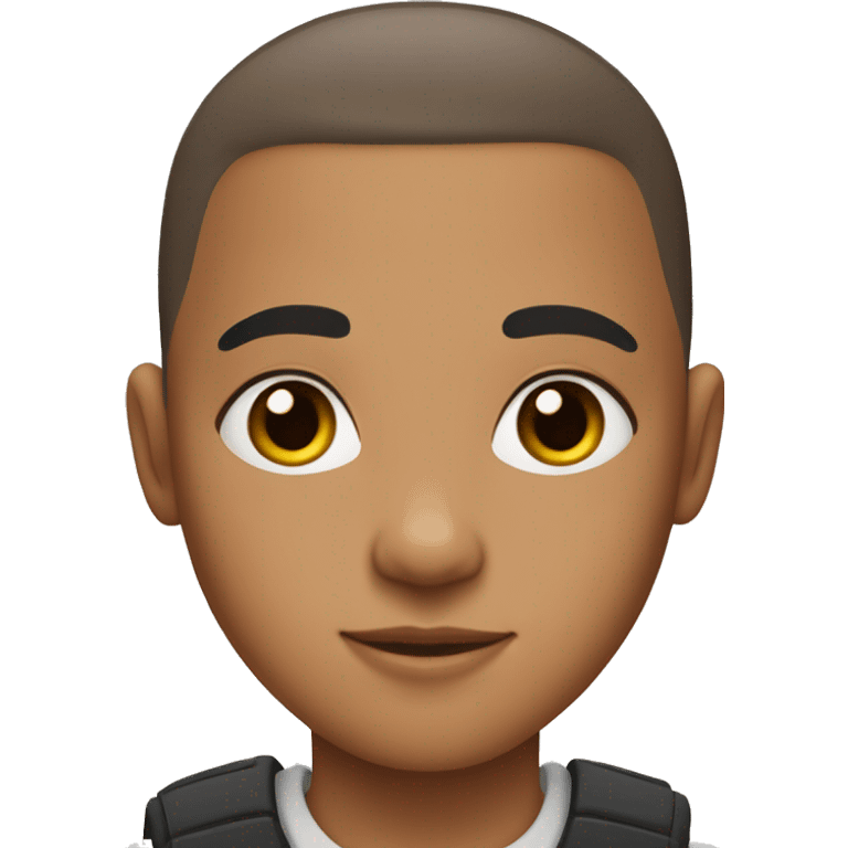 a mixed race boy with buzz cut and earrings on ears emoji