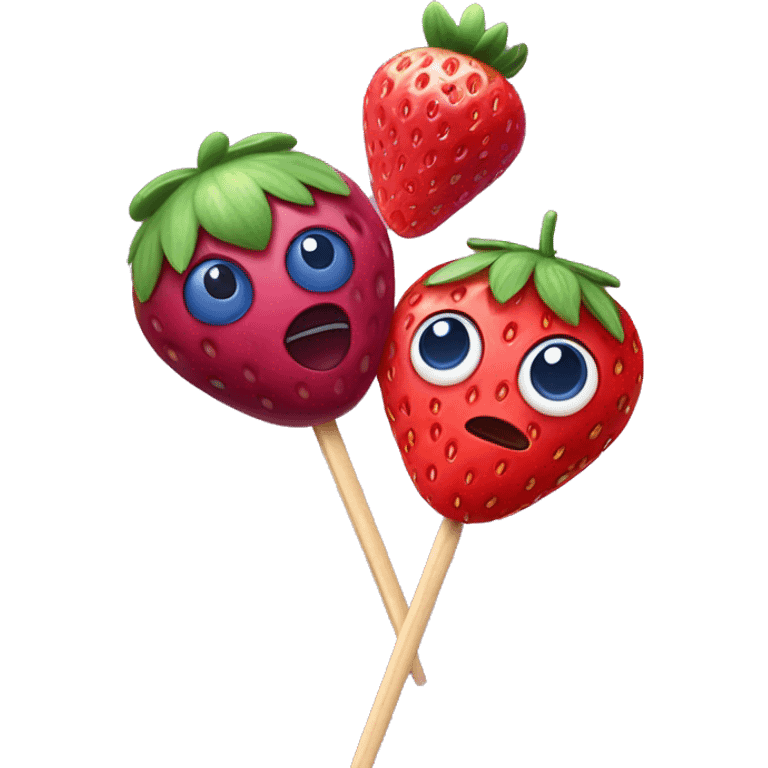 strawberry and blueberry and raspberry on a stick  emoji