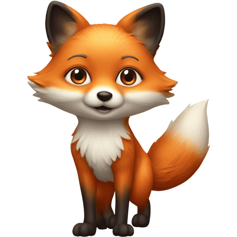 photorealistic detailled kawaii fox full body emoji