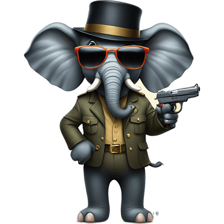 elephant in glasses with guns emoji