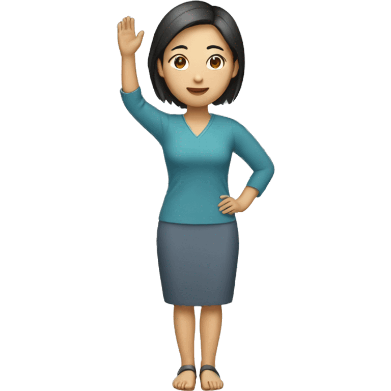 Asian woman (full-body) (one arm raised) emoji