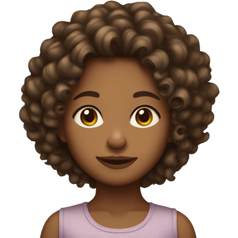 Medium Brown girl with type 4A hair emoji