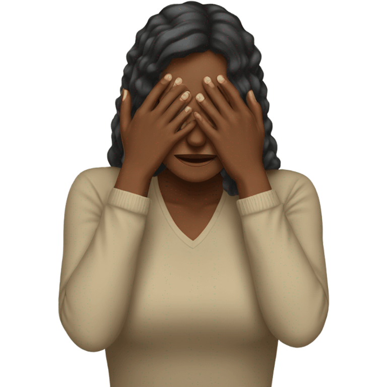 woman hiding his face using hands, overwhelmed emoji