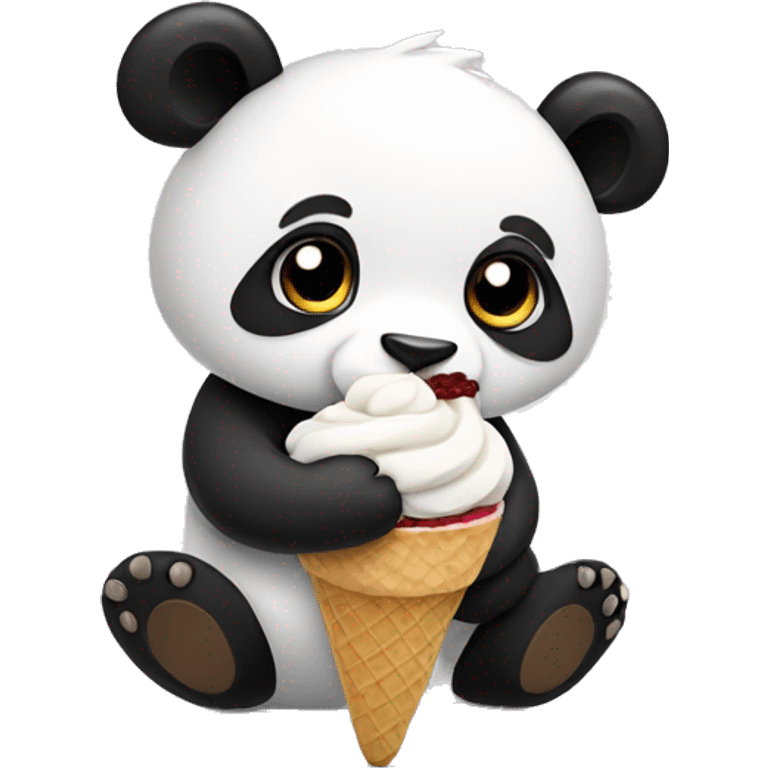 Panda eating ice cream emoji