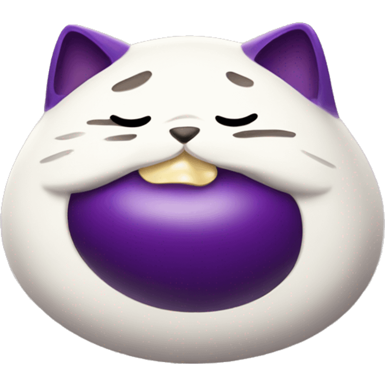 Fat cat eating eggplant  emoji