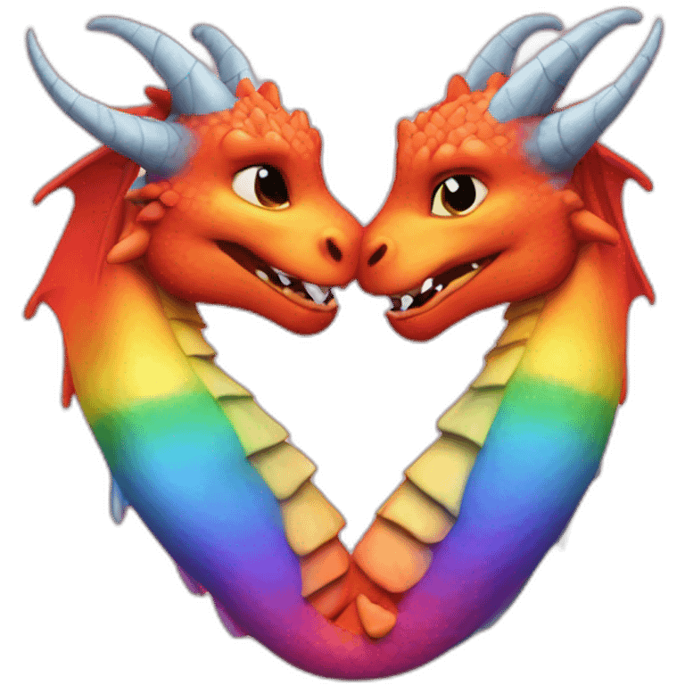 Gay Dragons kissing emoji