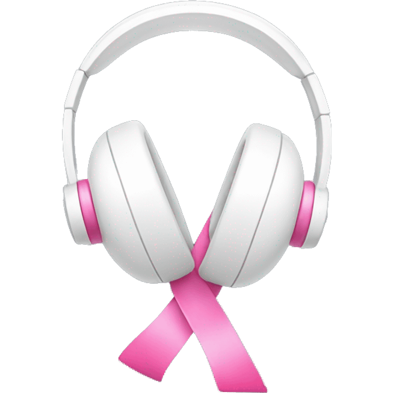 White headphones with pink ribbon emoji