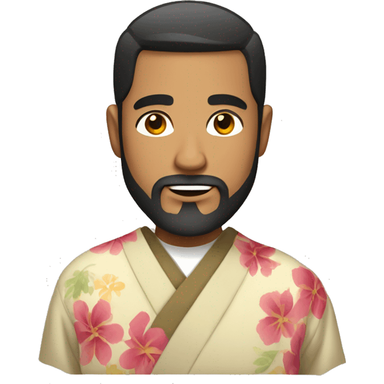 bearded Latino man with short dark hair wearing a kimono emoji