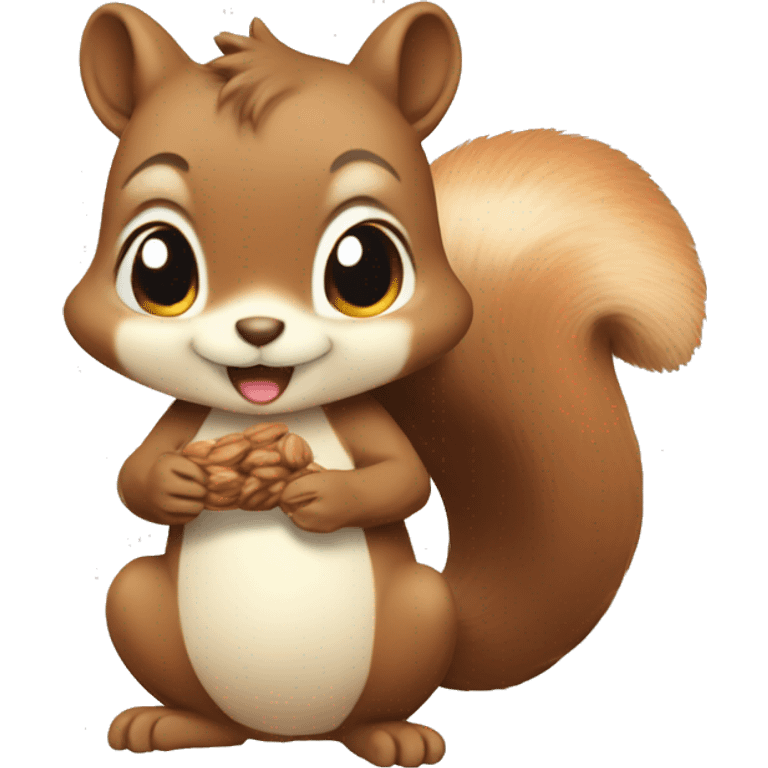 cute anime style : a nice squirrel who likes nuts emoji