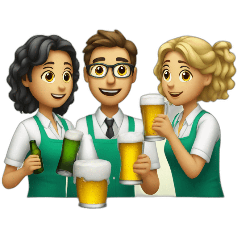 Chemist drinking beer with two Girls emoji