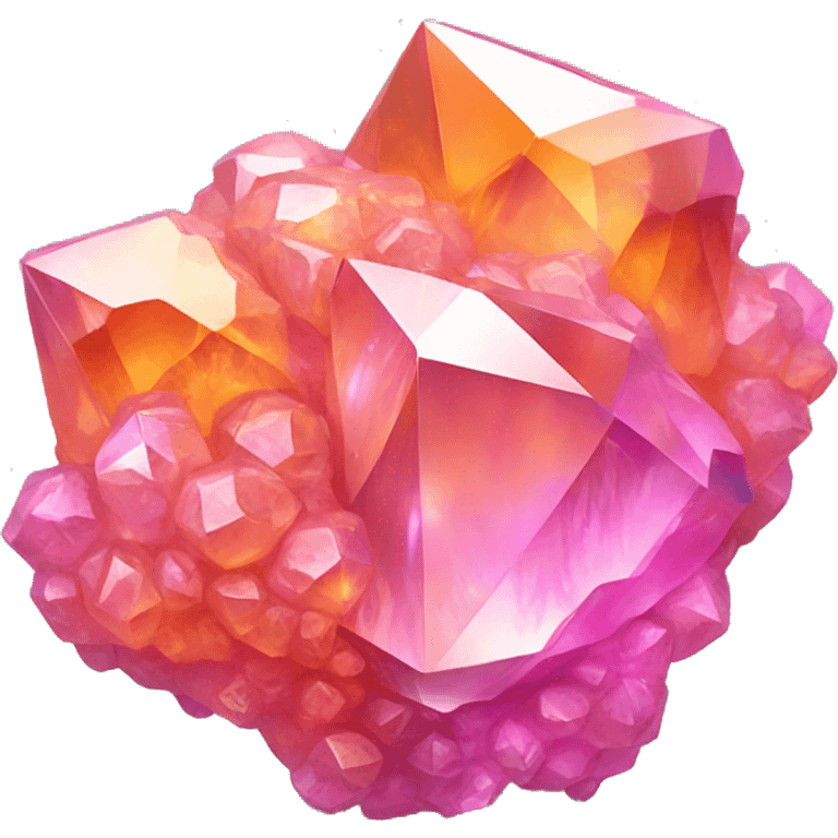 Pink and Orange iridescent crystal cluster  emoji