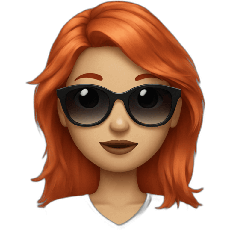 Red hair girl with fashion sunglasses emoji