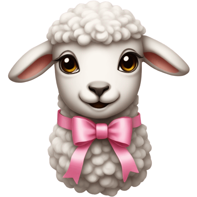 Rococo lamb with pink bow realistic  emoji