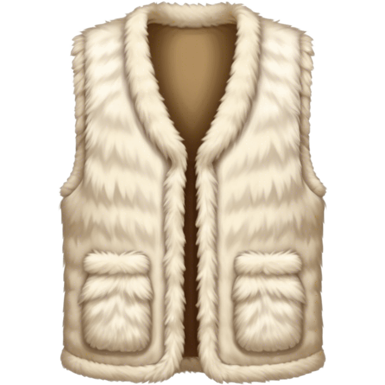 A plain, fluffy fur vest in near-white cream color without pockets emoji