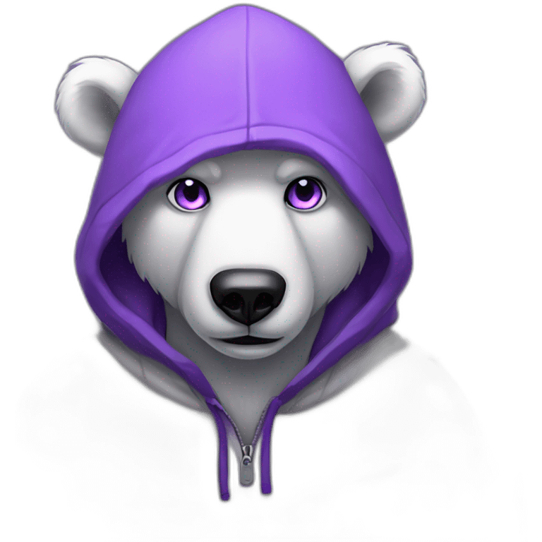 Adult Male Anthro polar bear, black hoodie, purple eyes emoji