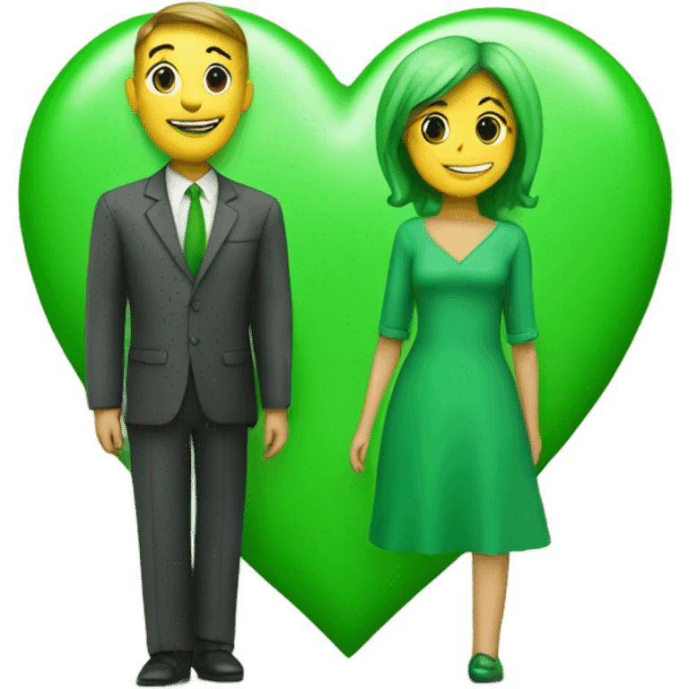 a green heart with a couple emoji