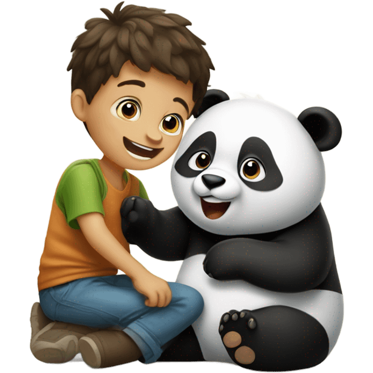 Boy picking his nose with a panda emoji