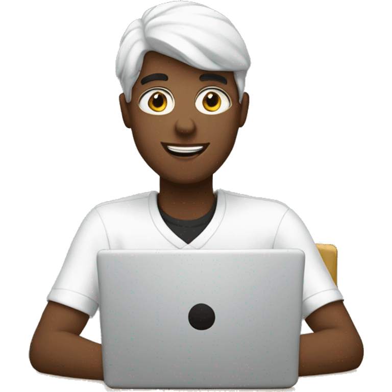 White student with computer  emoji