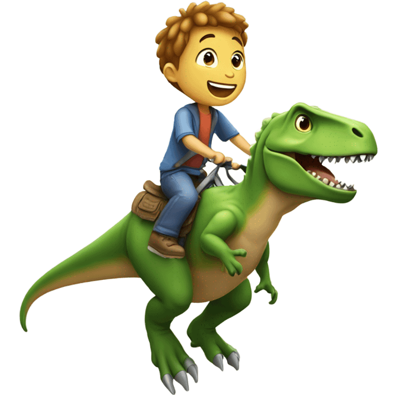 Boy riding T. rex  emoji