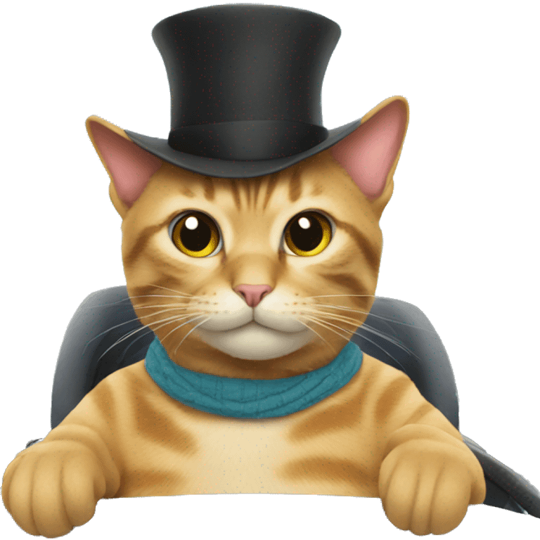 Cat in a hat on a ride emoji