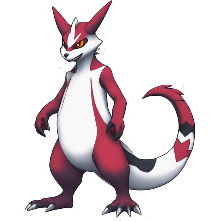 Cool Edgy Zangoose-Seviper Fakémon Digimon with Edgy markings, full body, outlined emoji