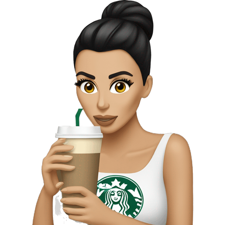 Kim Kardashian drinking Starbucks ￼ emoji