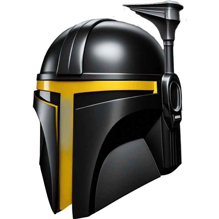 Gloss black and yellow mandalorian helmet with one antenna emoji