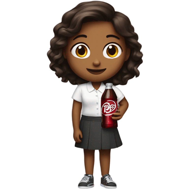 short girl holding Dr Pepper  emoji