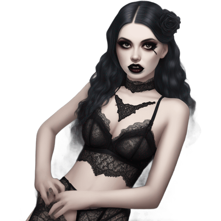 Hyper Realistic photo of a Goth victoria secret model vampire  emoji