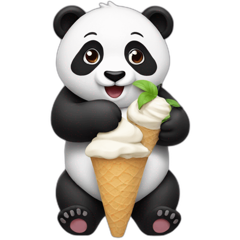 Panda eating ice cream emoji