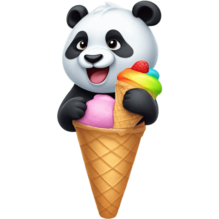 Panda eating ice cream emoji