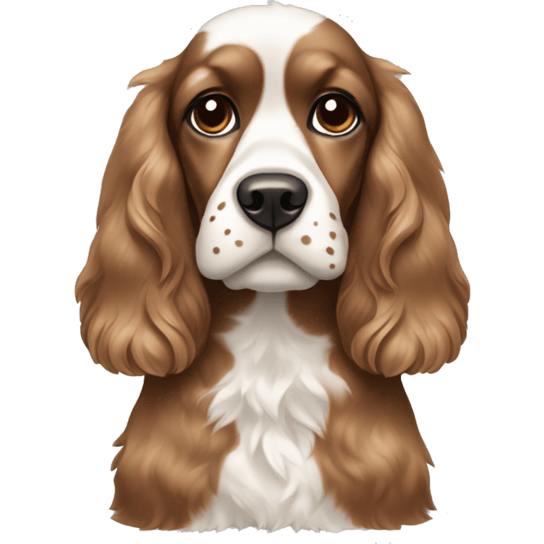 Brown and white spotted Cocker spaniel with a side bang  emoji