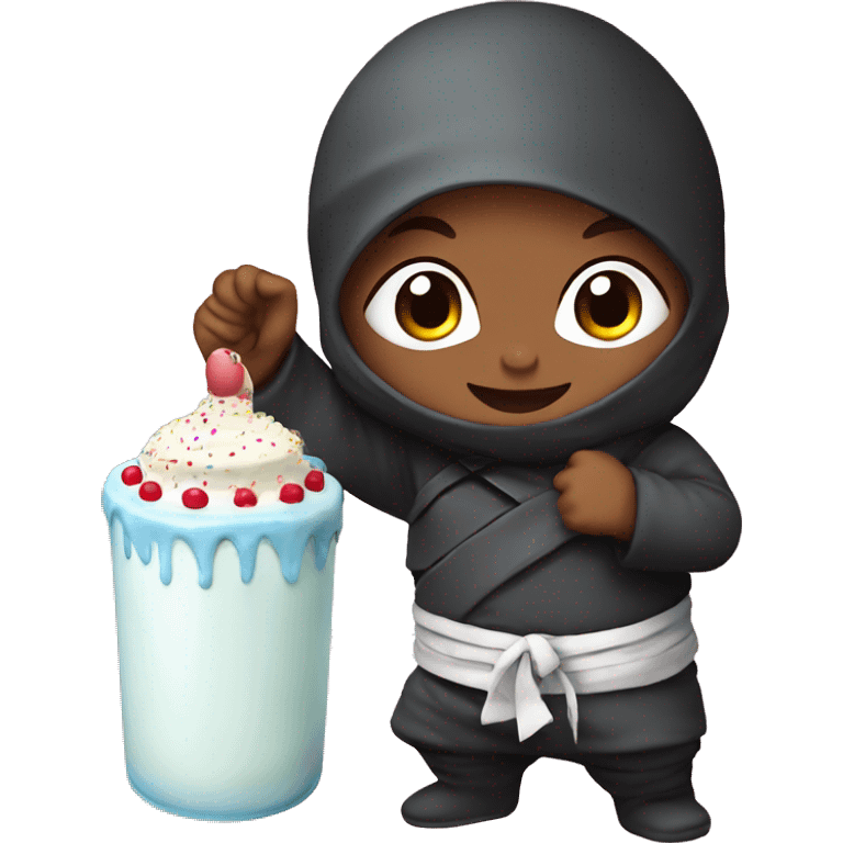 baby ninja with milk bottle and birthday cake  emoji