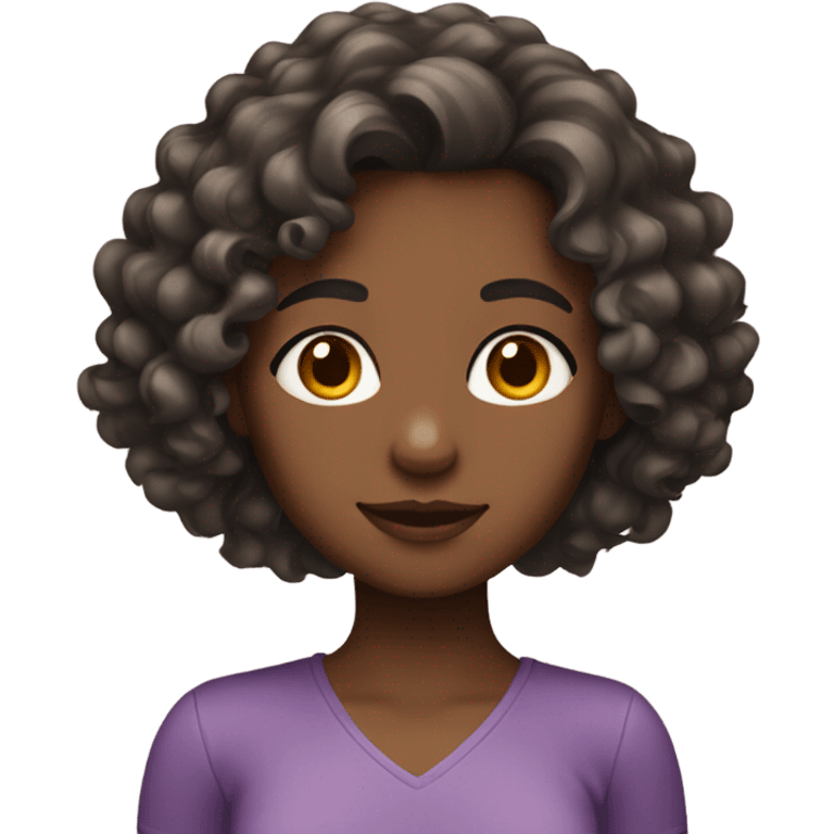 girl with medium to dark skin and shoulder length curly hair emoji