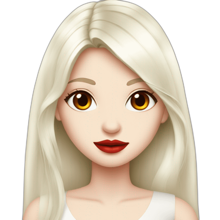 girl, red eyes, red lips, White long hair, pale-skin, cocktail dress emoji